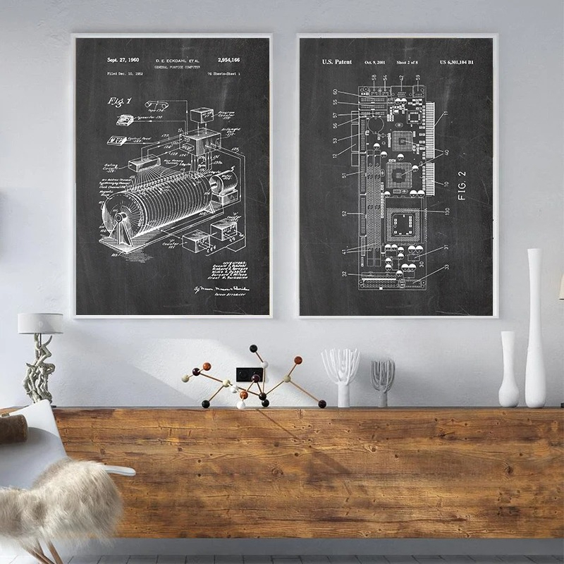 6Pcs Vintage Computer Patent W - Interior Design Studio 评论和价格