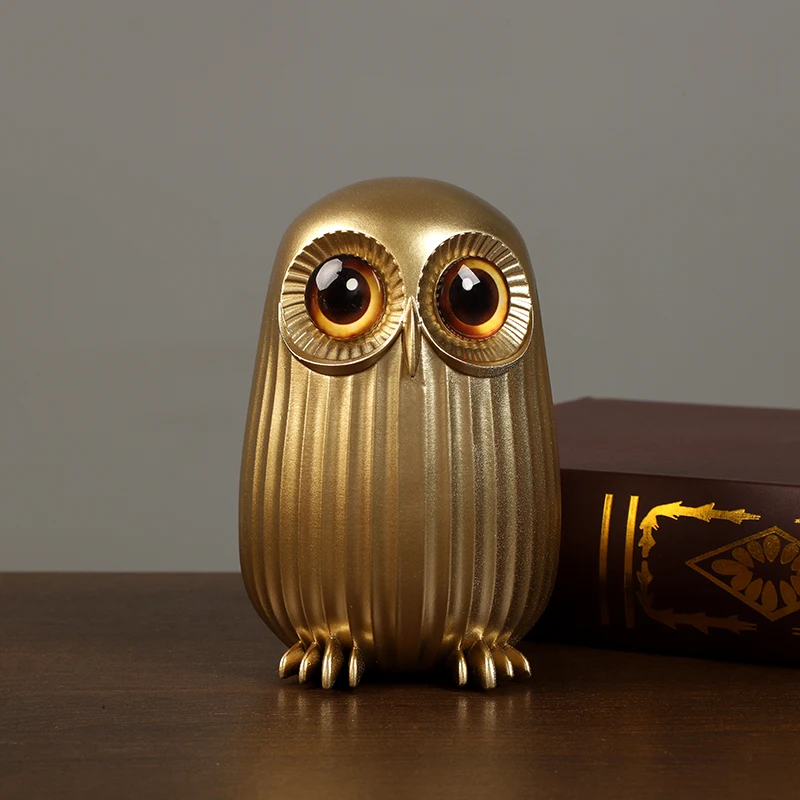 Resin Owl Statue Cute Golden O - Interior Design Gold 评论和价格