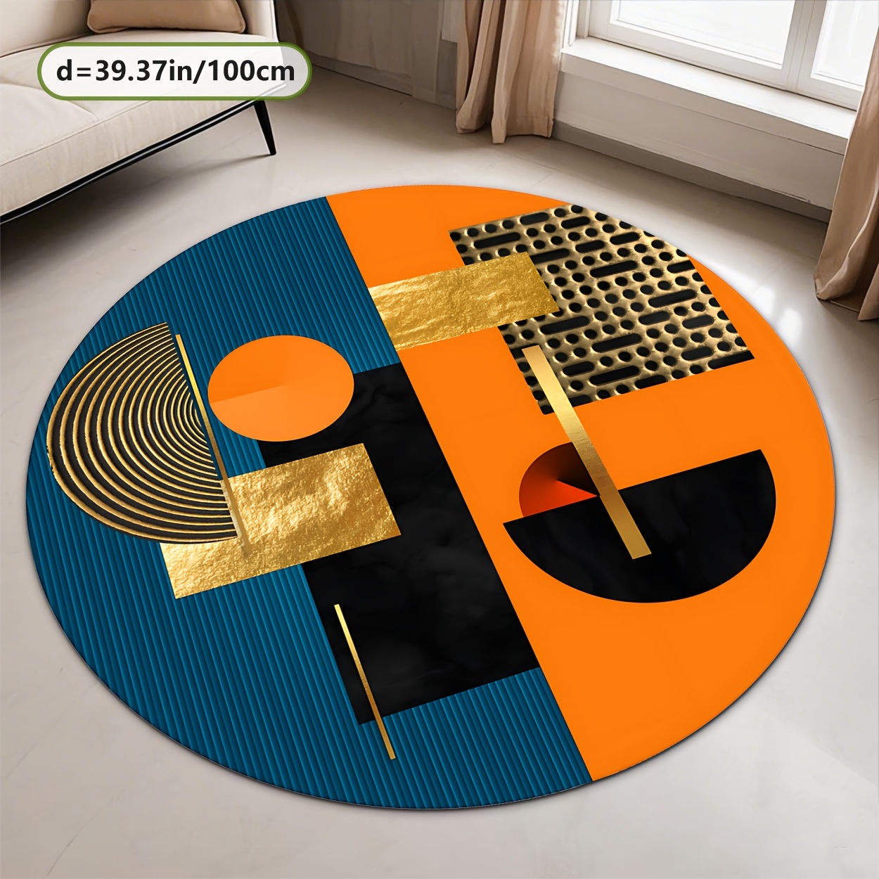 Orange Blue Gold Abstract Geom - Interior Design Gold 评论和价格