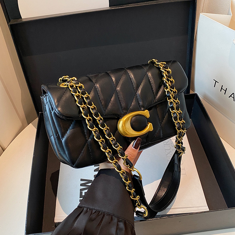 Women Quilted Leather Shoulder - Interior Design Gold 评论和价格
