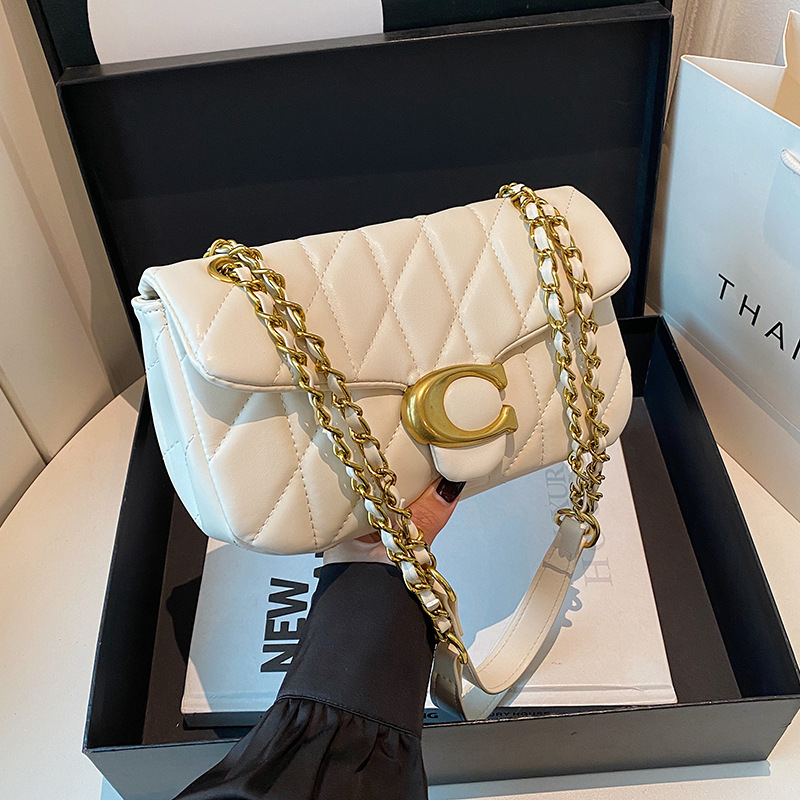 Women Quilted Leather Shoulder - Interior Design Gold 评论和价格