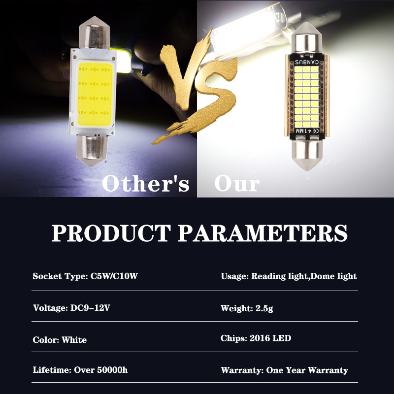 4pcs C5W LED Car Light Bulb 31 - Interior Design Gold 评论和价格