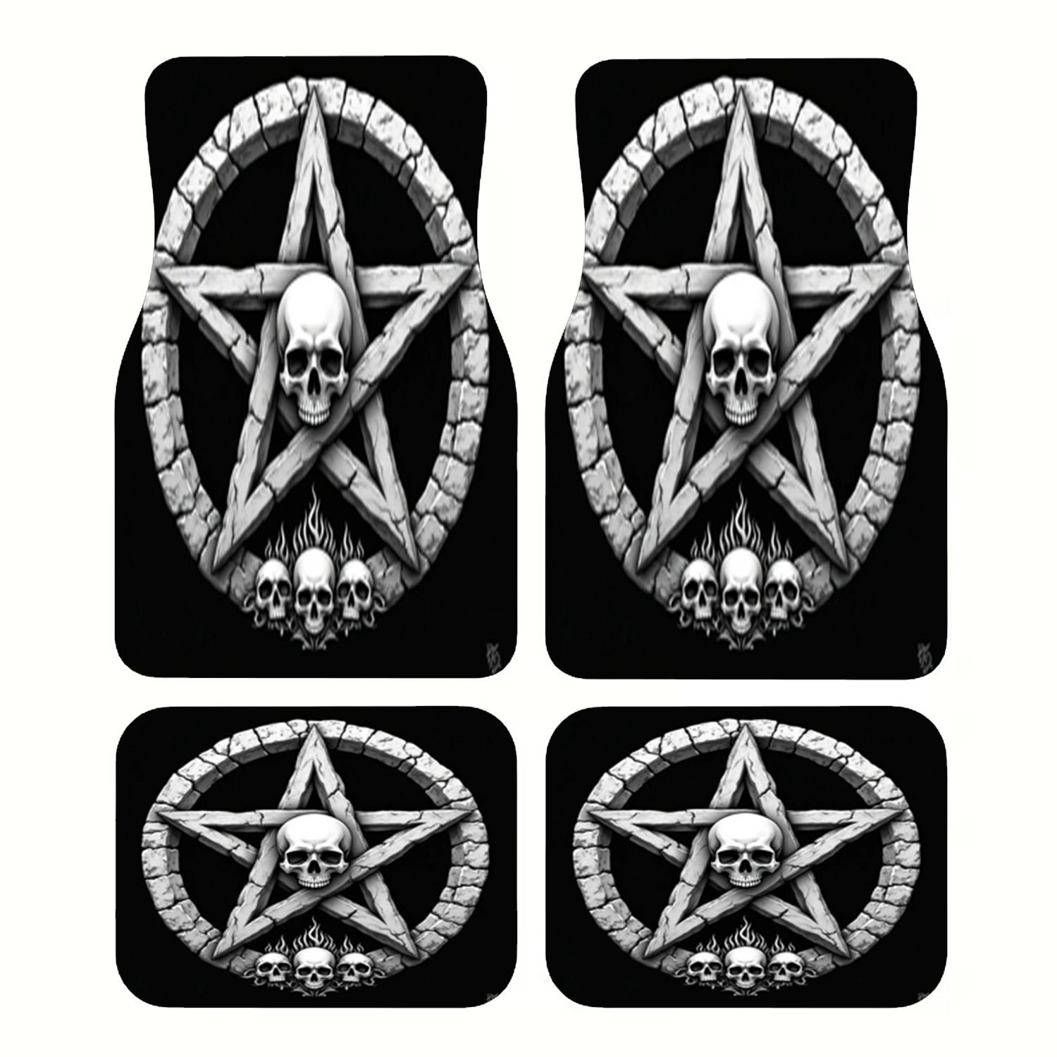Car Floor Mats 4pcs, Skull & P - Interior Design Monochrome 评论和价格