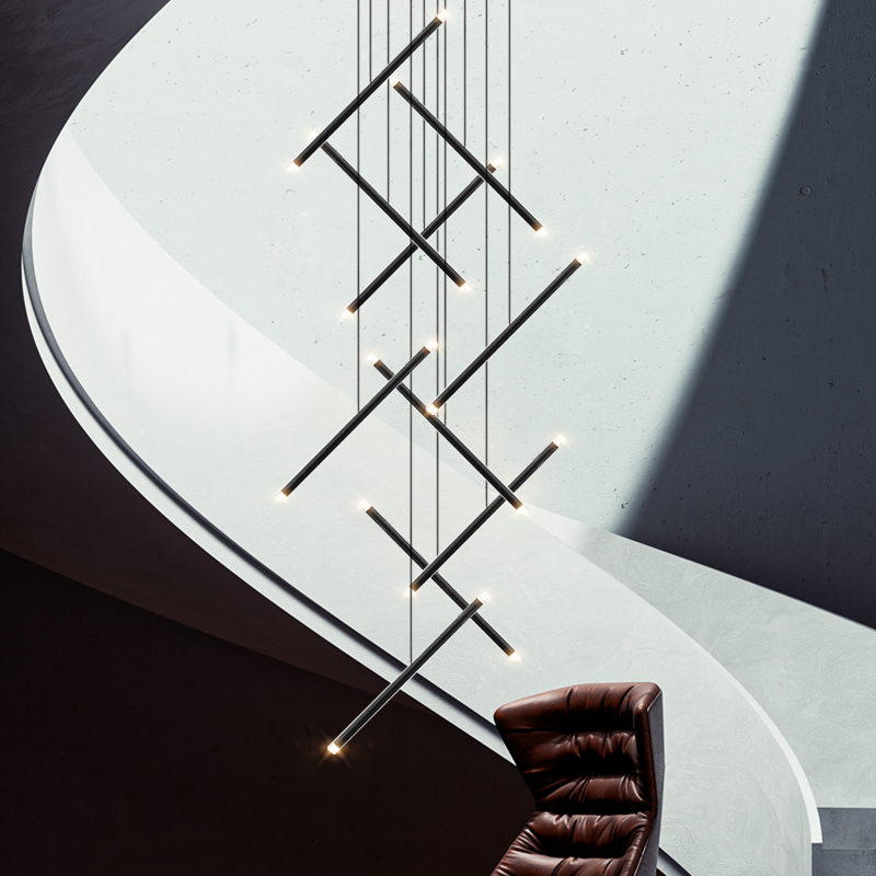 Modern Chandelier LED Stair Ch - Interior Design Hall 评论和价格