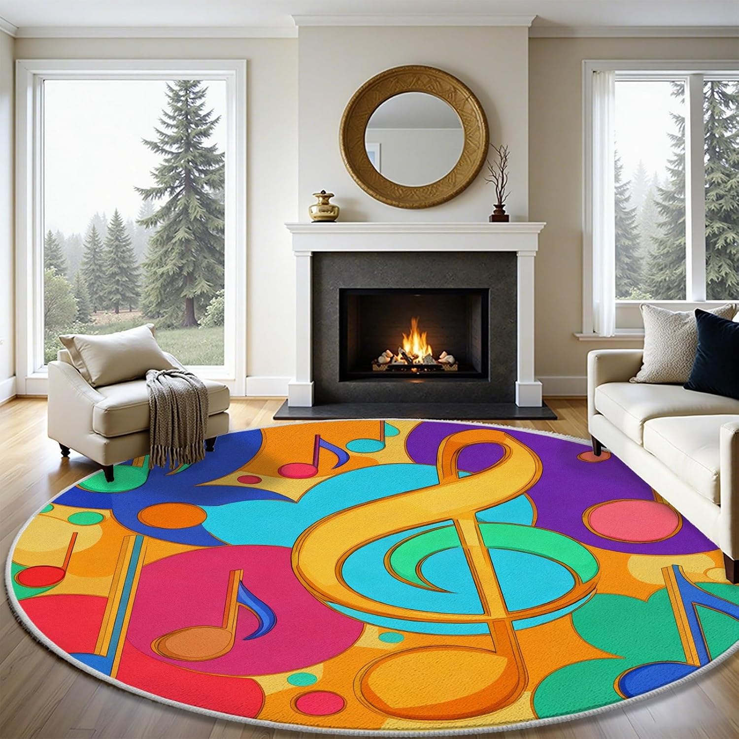 Colorful Abstract Musical Note - Printed Rug Abstract 评论和价格