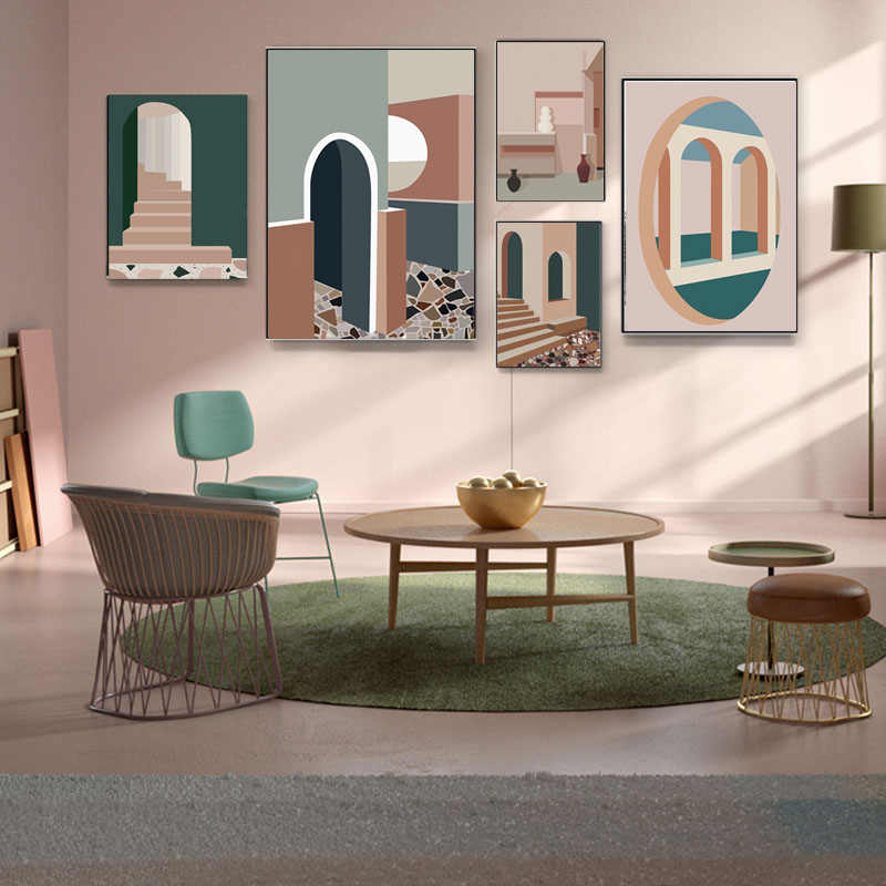 Retro Morandi Building Canvas  - Interior Design And Build 评论和价格