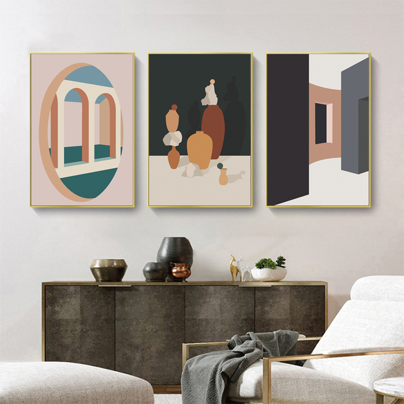 Retro Morandi Building Canvas  - Interior Design And Build 评论和价格