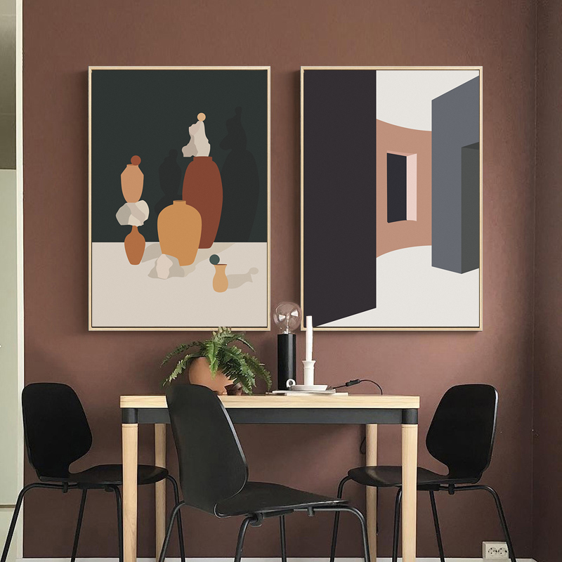 Retro Morandi Building Canvas  - Interior Design And Build 评论和价格