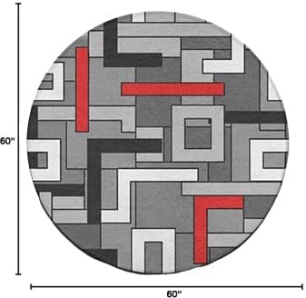 Round Geometric Abstract Polye - Printed Rug Abstract 评论和价格