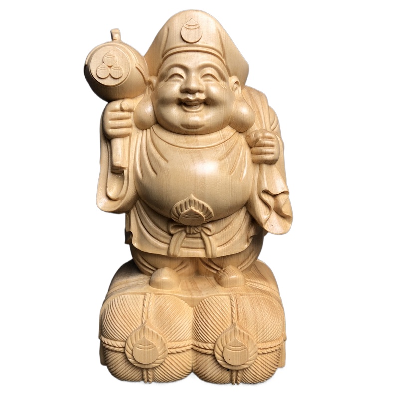 Hand Carved Hinoki Wood Daikok - Interior Design Japan 评论和价格