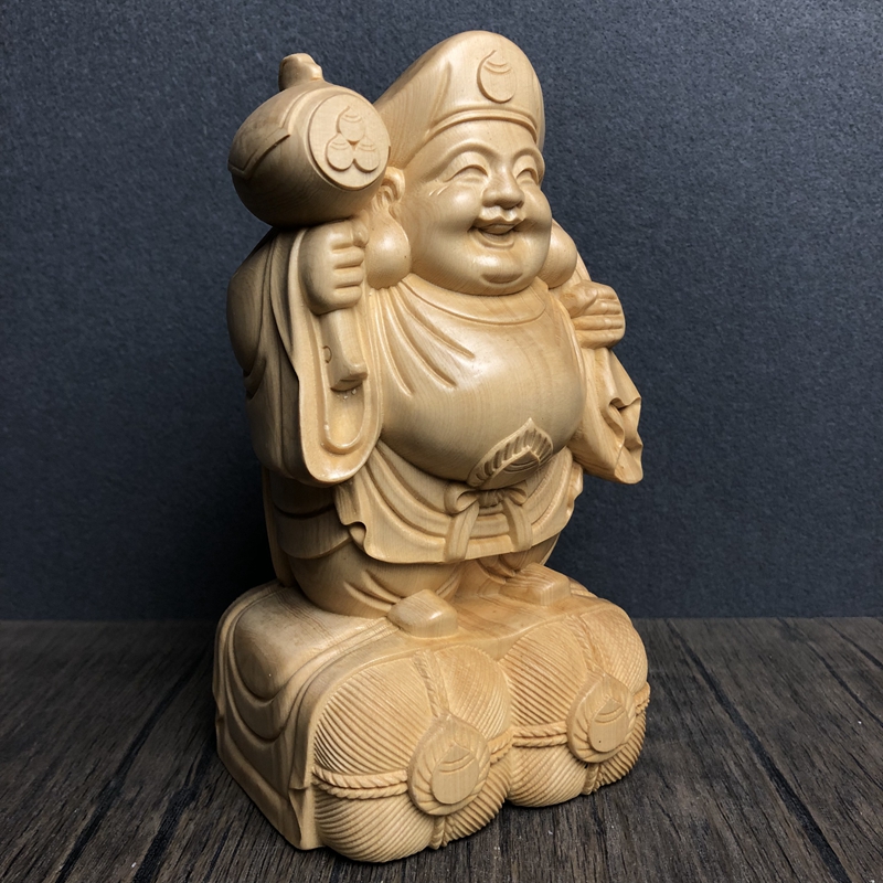Hand Carved Hinoki Wood Daikok - Interior Design Japan 评论和价格